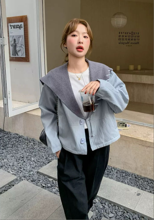 블루 세일러카라 자켓