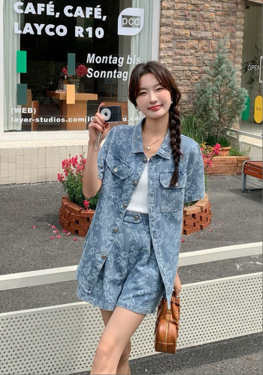 패턴 데님 세트업