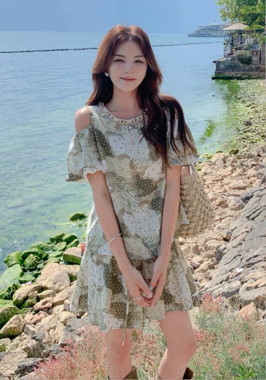 그린 플라워 세트업