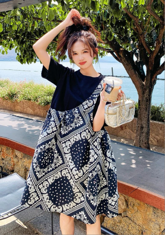 레이어드 프린팅 원피스