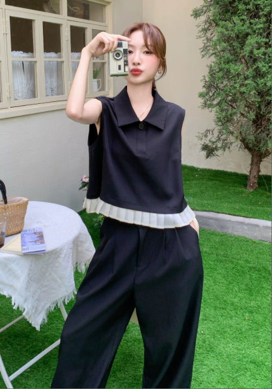 폴로카라 민소매 세트업