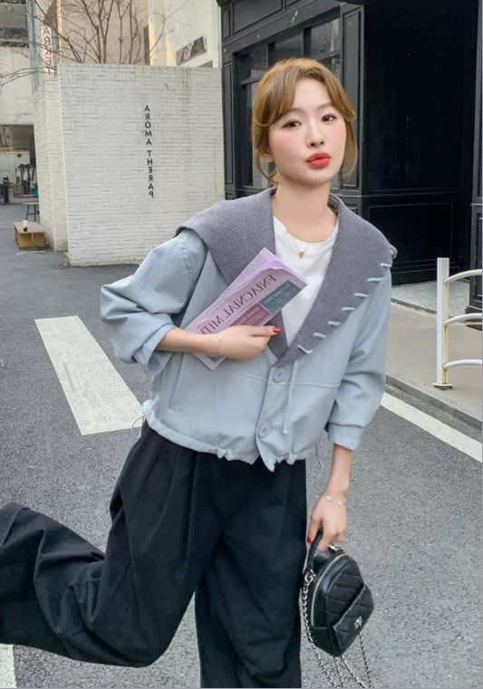 블루 세일러카라 자켓