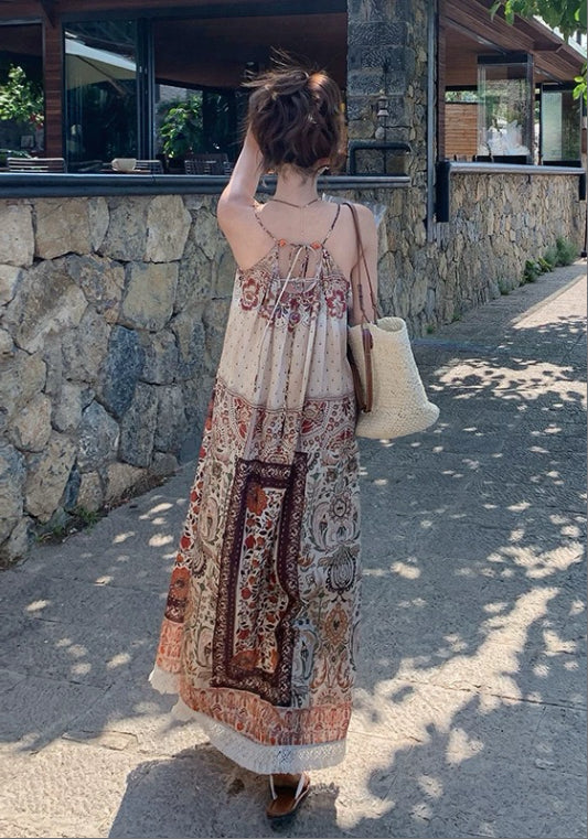 에스닉 스타일 슬리브리스 원피스