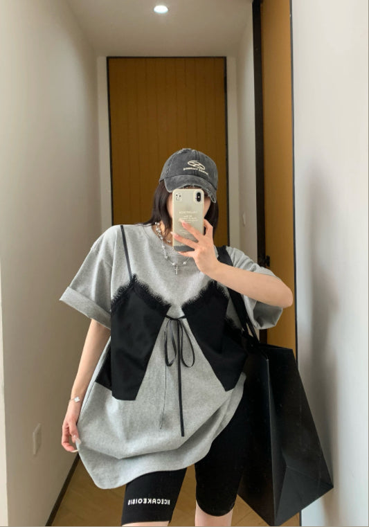 베스트 배색 티셔츠