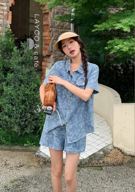 패턴 데님 세트업