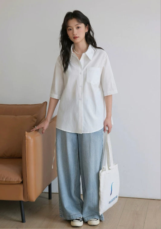 스트링 루즈핏 셔츠