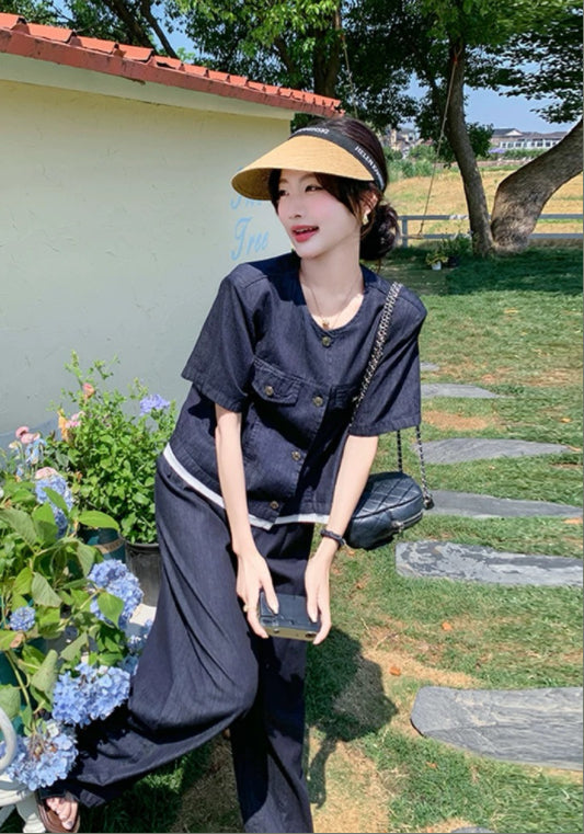 블루 데님 투피스