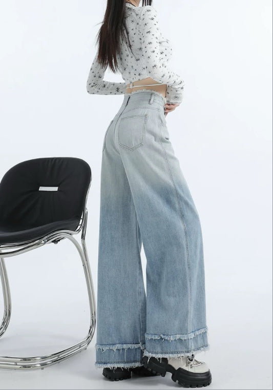 컷팅 그라데이션 데님 팬츠