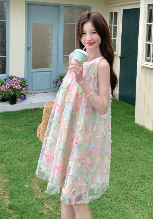 컬러 망사 원피스
