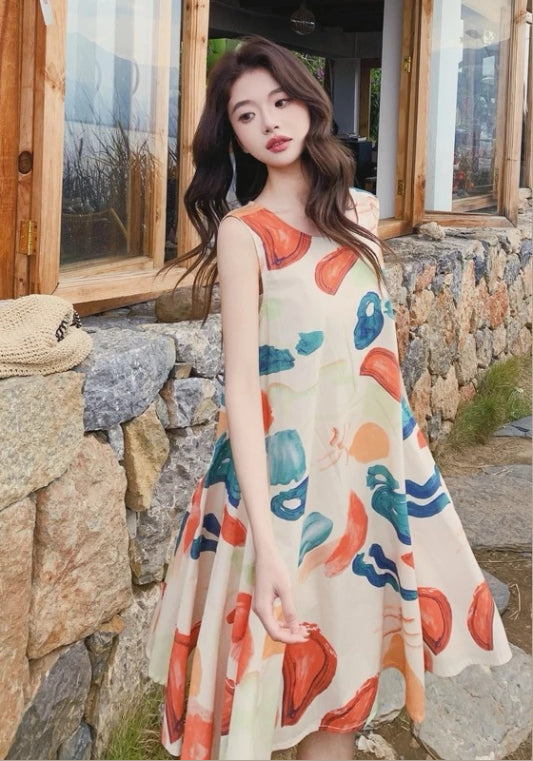 도파민 컬러 나시 원피스