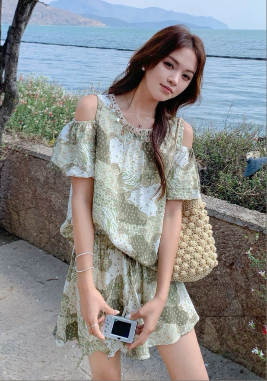 그린 플라워 세트업