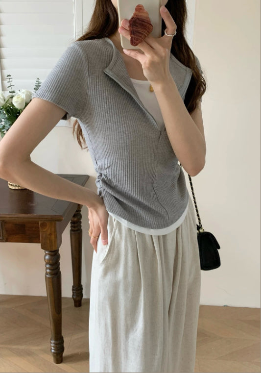 레이어드 지퍼 탑
