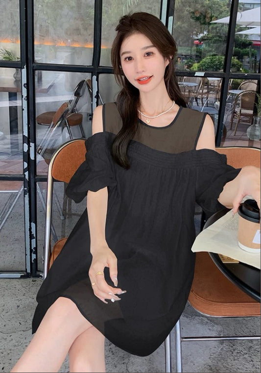 부드러운 오프숄더 텐셀 원피스