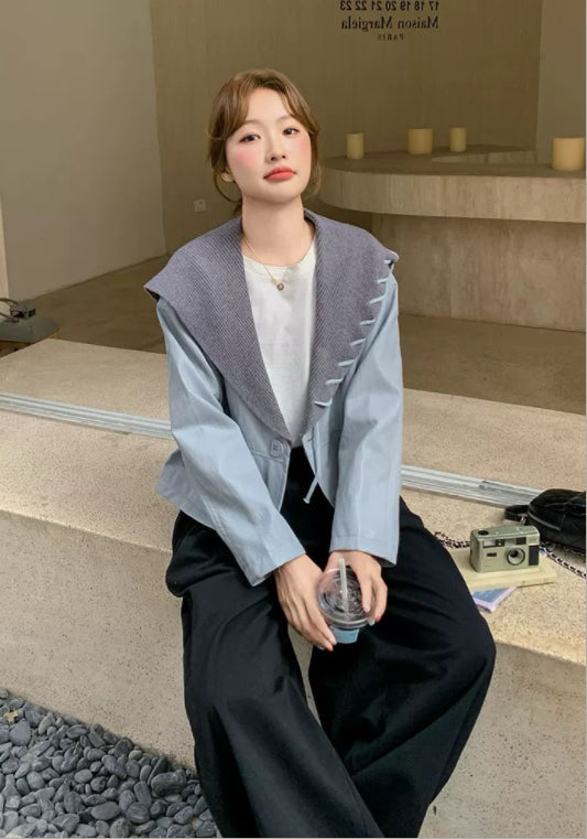 블루 세일러카라 자켓