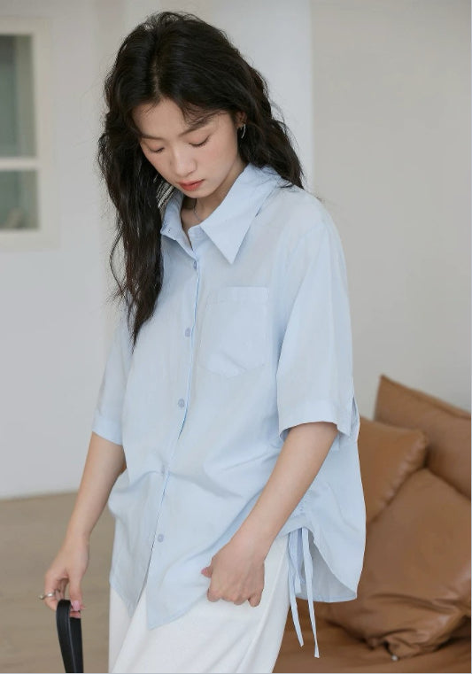 스트링 루즈핏 셔츠