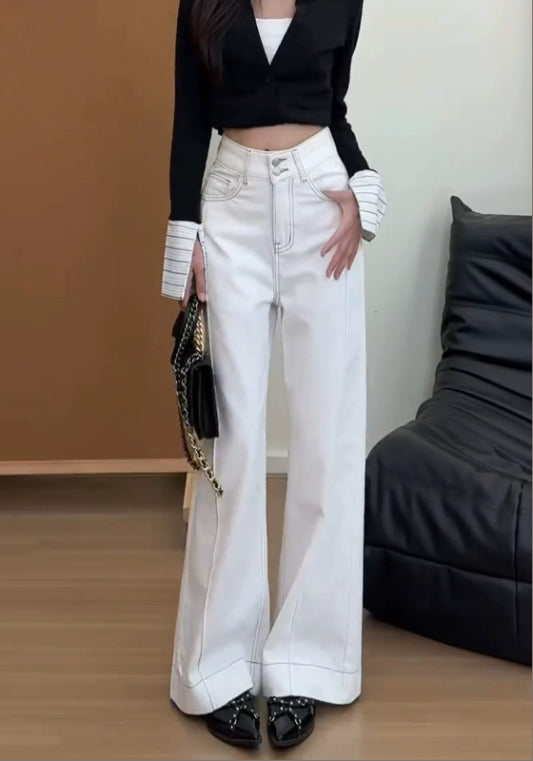 화이트 데님 팬츠