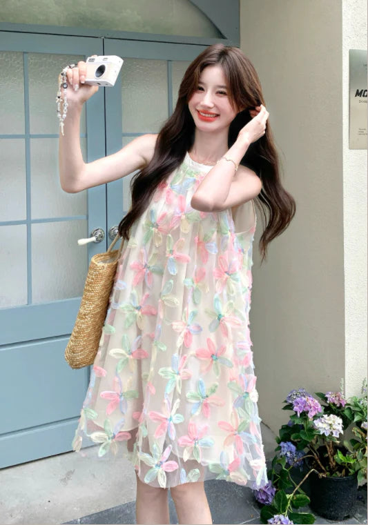 컬러 망사 원피스