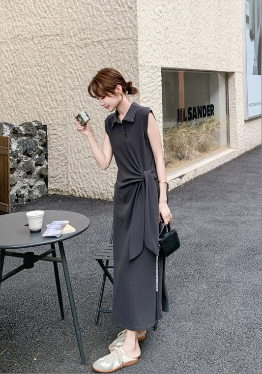 폴로카라 허리 조절 스커트