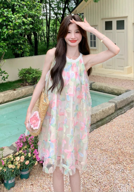 컬러 망사 원피스