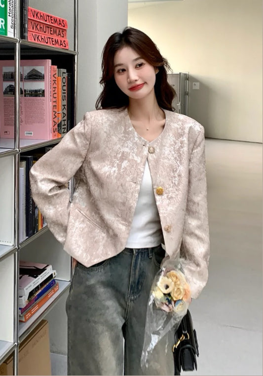 고급 새틴 자수 자켓