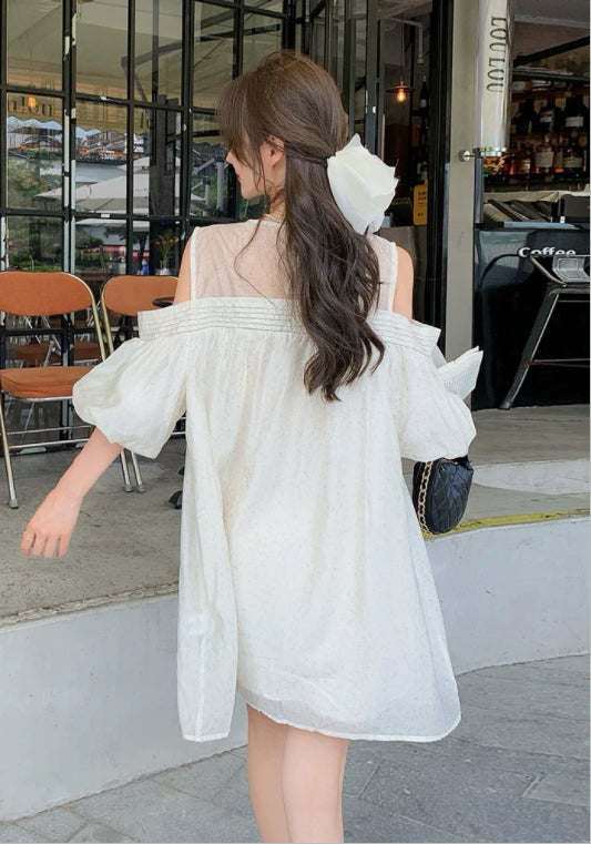 부드러운 오프숄더 텐셀 원피스