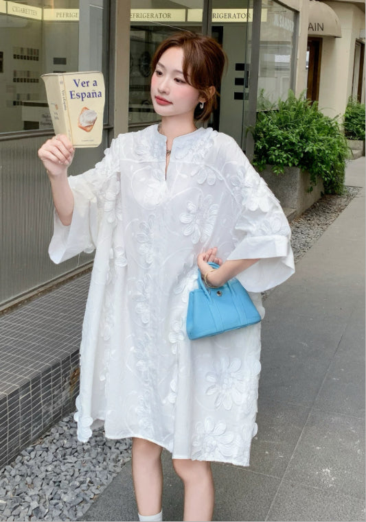 화이트 입체 플라워 스커트