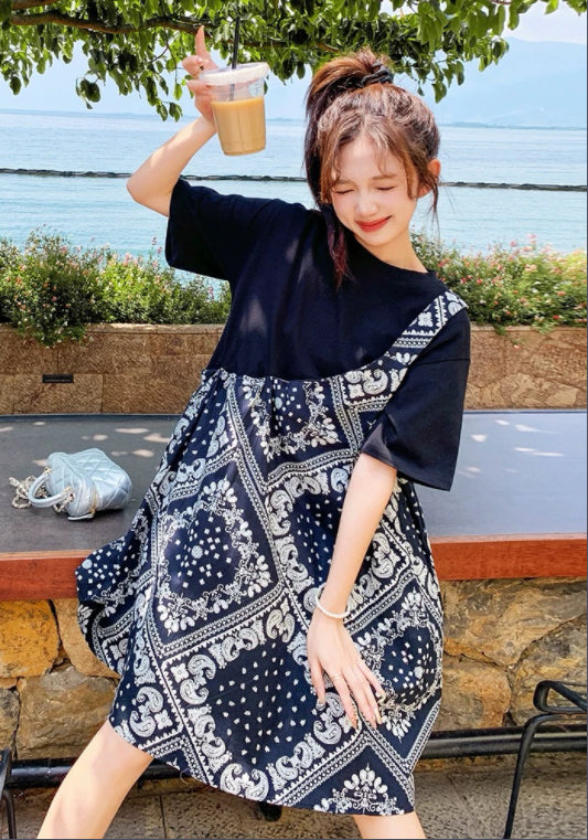 레이어드 프린팅 원피스