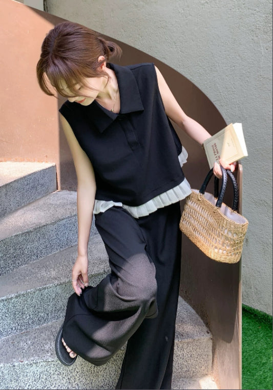 폴로카라 민소매 세트업