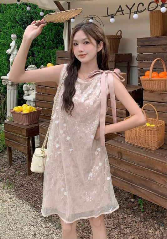 핑크 스팽글 스커트