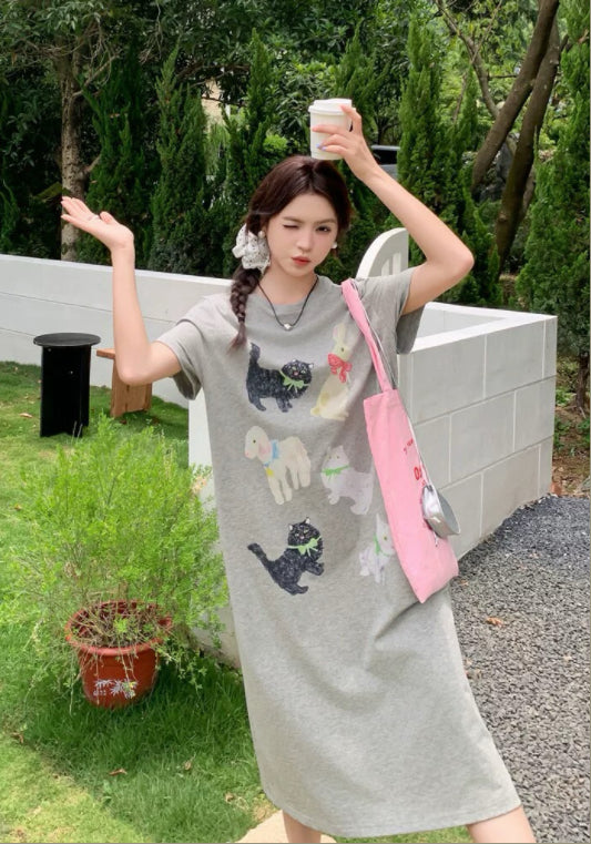 애니멀 프린팅 티셔츠 원