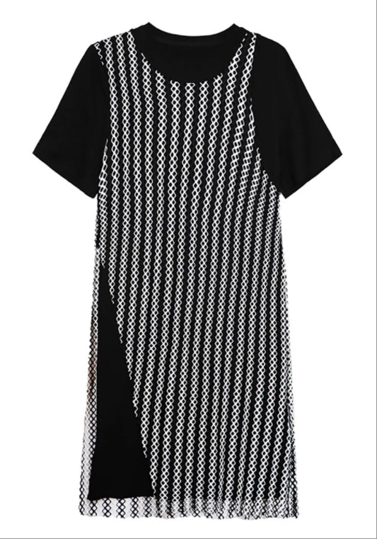 레이어드 배색 티셔츠 원피스