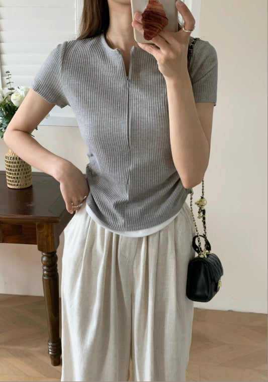 레이어드 지퍼 탑