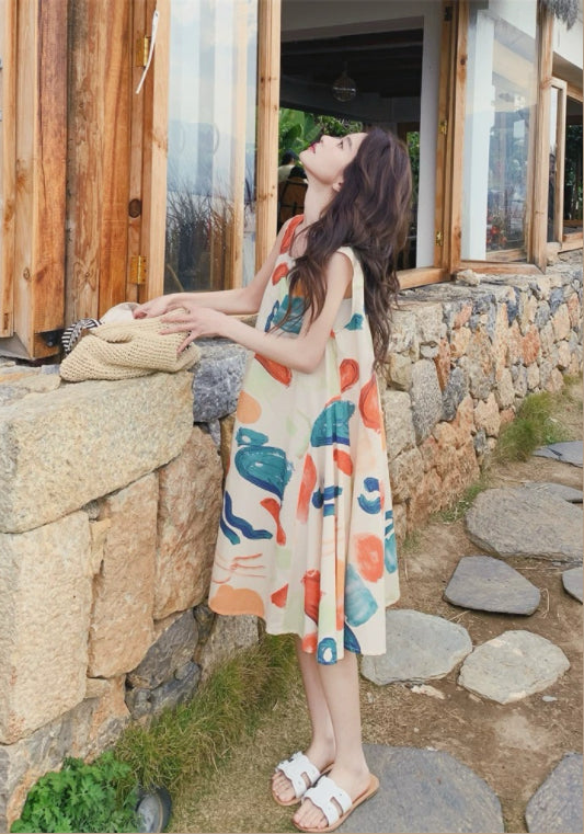 도파민 컬러 나시 원피스