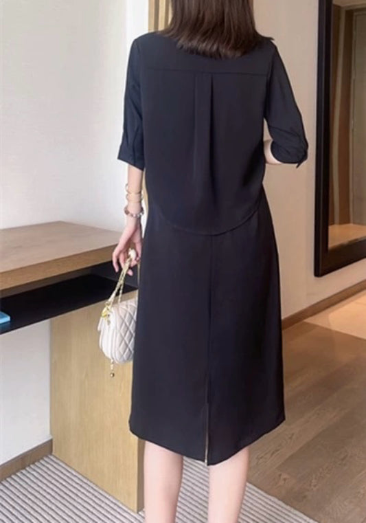 레이어드 아이스 실크 스커트