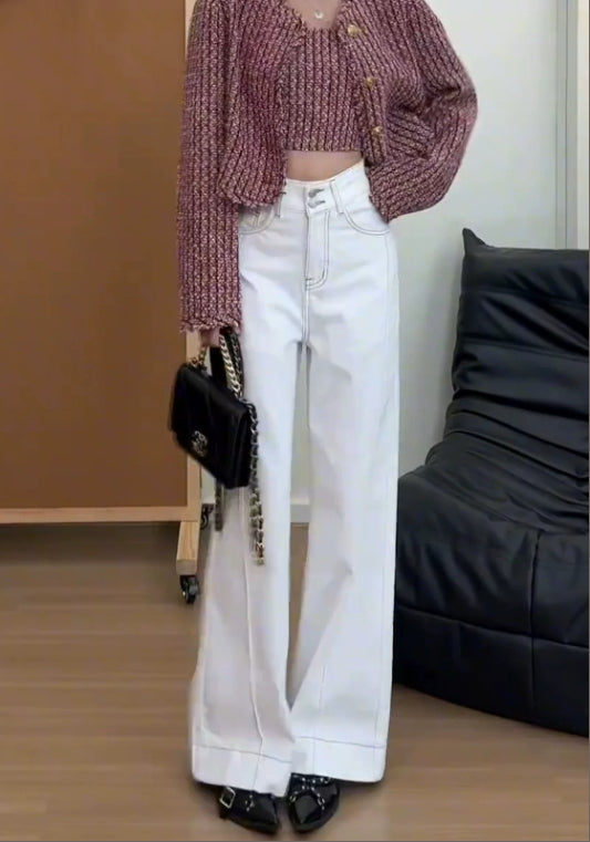 화이트 데님 팬츠