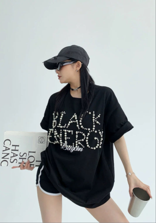 진주 영문 티셔츠