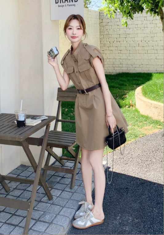 카키 워크웨어 미니스커트