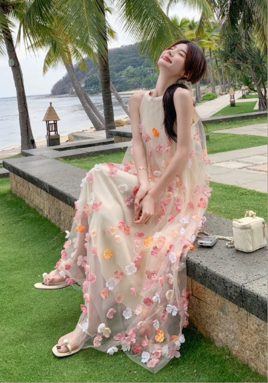 메쉬 입체 플라워 스커트