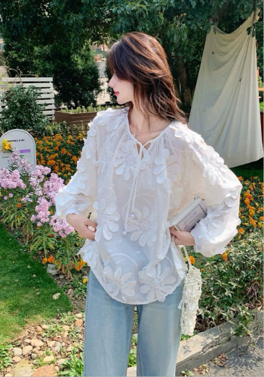 입체 플라워 셔츠