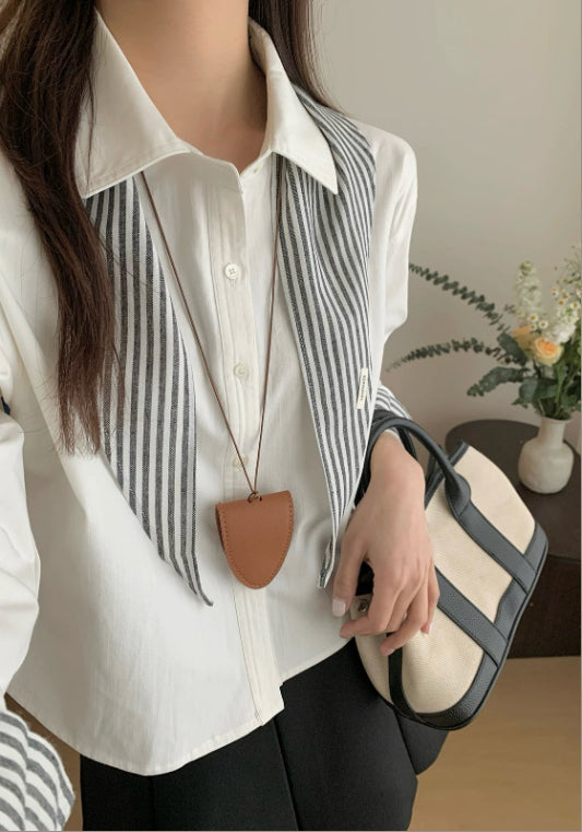 스트라이프 배색 셔츠