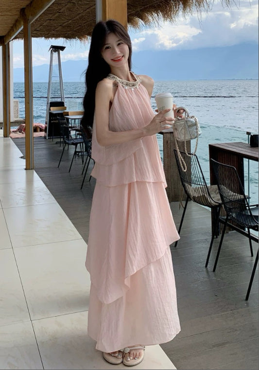 핑크 케이크 스커트