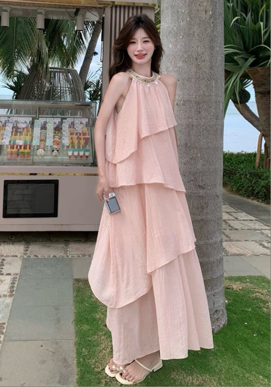 핑크 케이크 스커트