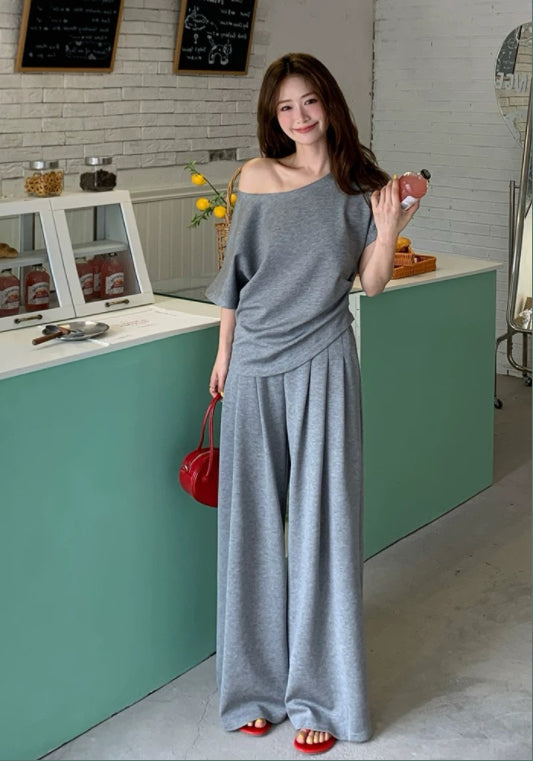 그레이 오프숄더 세트업