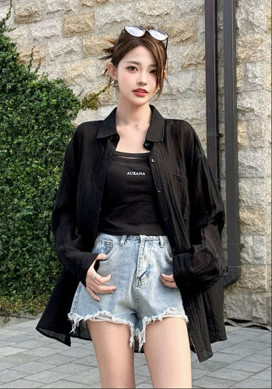 블랙 텐셀 셔츠