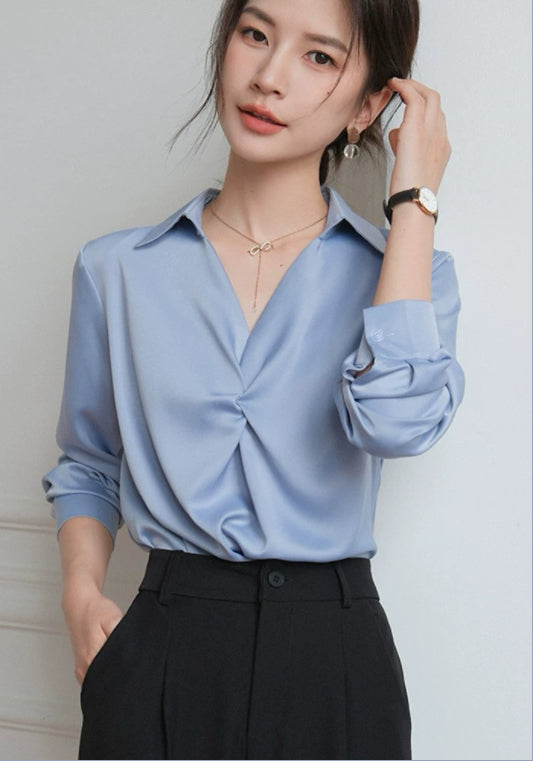 아이스 실크 꼬임 블라우스