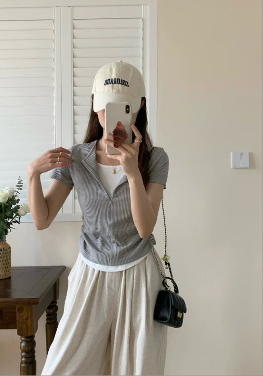 레이어드 지퍼 탑