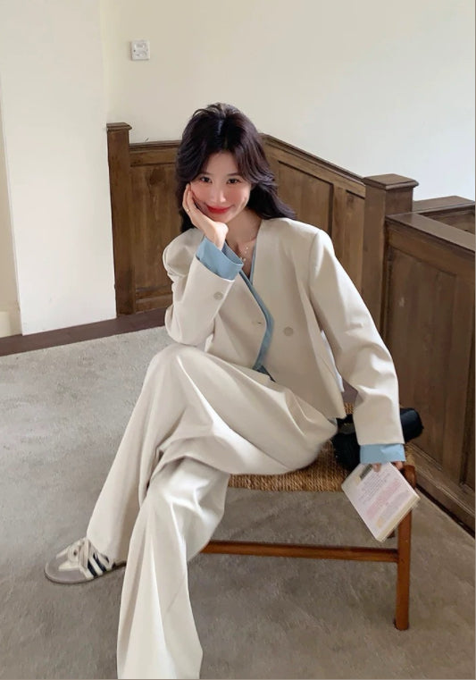 사선 버튼 테일러드 투피스