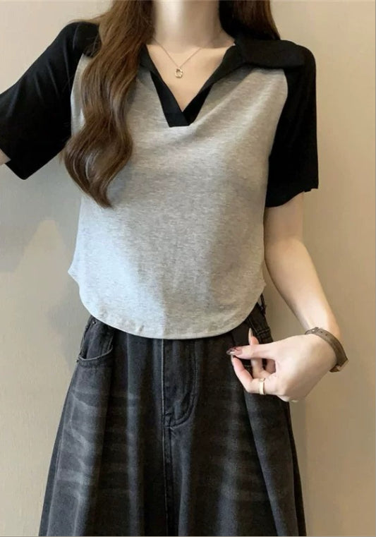 폴로카라 배색 탑