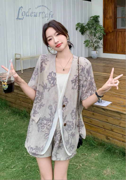 패턴 테일러드 투피스