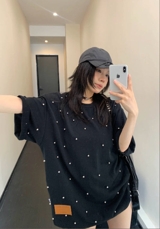 실버 비즈 티셔츠